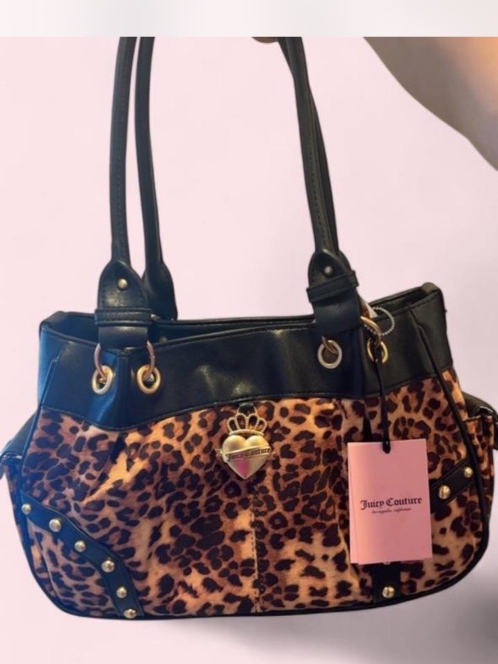 Juicy Couture Leopard-Print Shoulder Bag with Black Trim